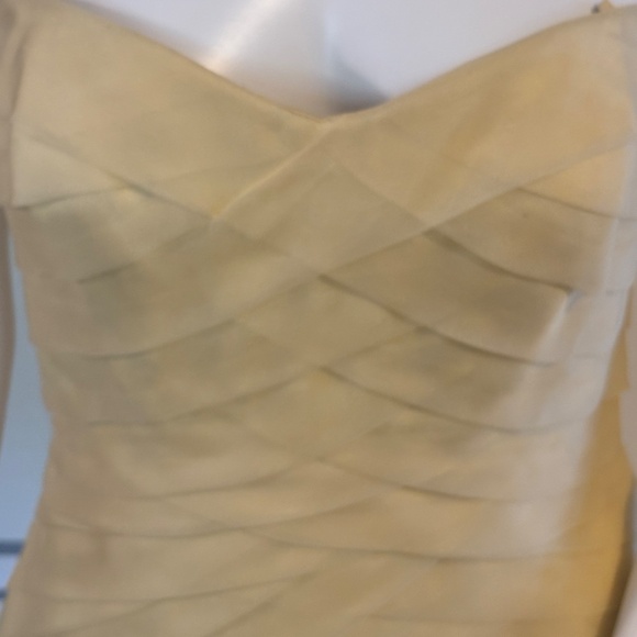 Carmen Marc Valvo Strapless Cocktail Tiered Ruffle Silk Dress Yellow Sz 6 - Picture 3 of 14